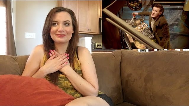 Jess of SesskaSays, with her 'honey' the Eleventh Doctor (c) SesskaSays Doctor Who reactors Doctor Who reactions YouTube reactions
