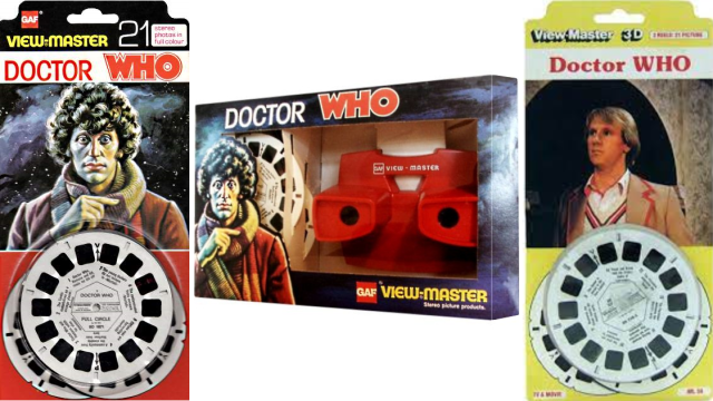 The View-Master slide shows for 'Full Circle' and 'Castrovalva' along with the View-Master itself Doctor Who Fourth Doctor Fifth Doctor