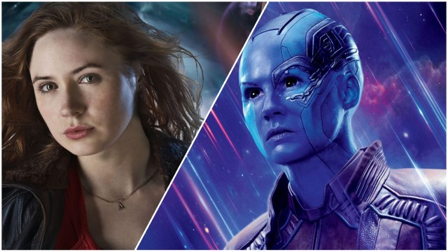 Karen Gillan as Amy Pond in Doctor Who and as Nebula in the Marvel Cinematic Universe Doctor Who actors in the MCU