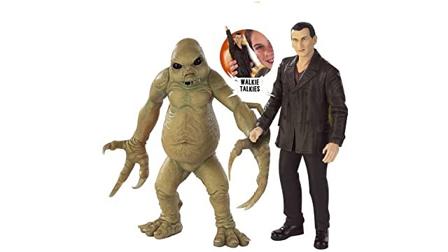 Promotional image of the Ninth Doctor walkie talkie set - complete with armpit microphone action (c) Character Options Doctor Who Slitheen